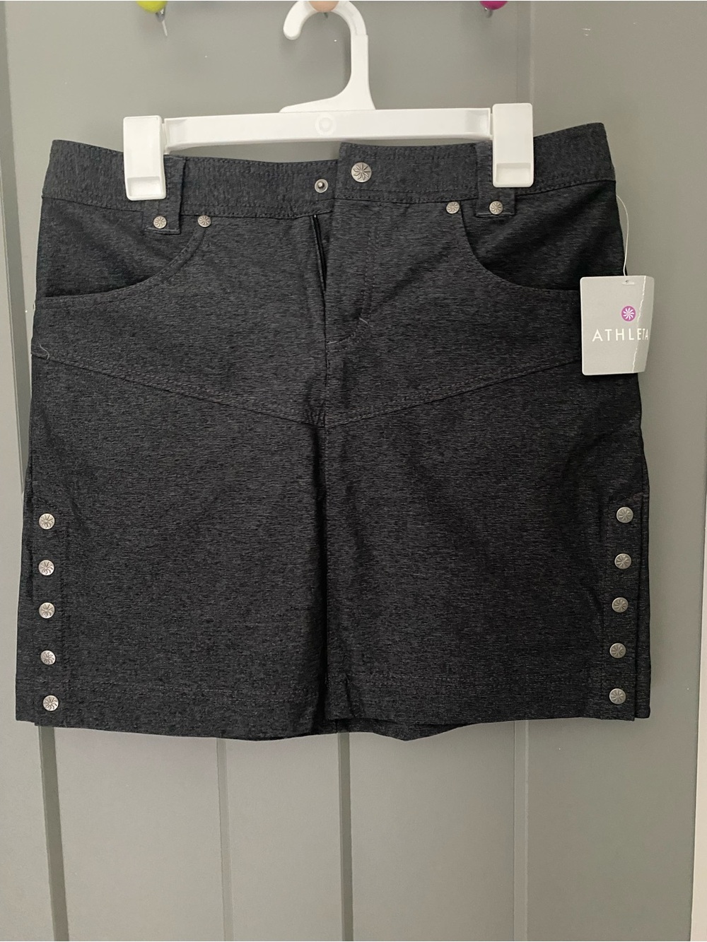 Athleta Dark Gray Stretch Skirt with Snap Details